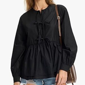 NWT Black Tie Front Blouse